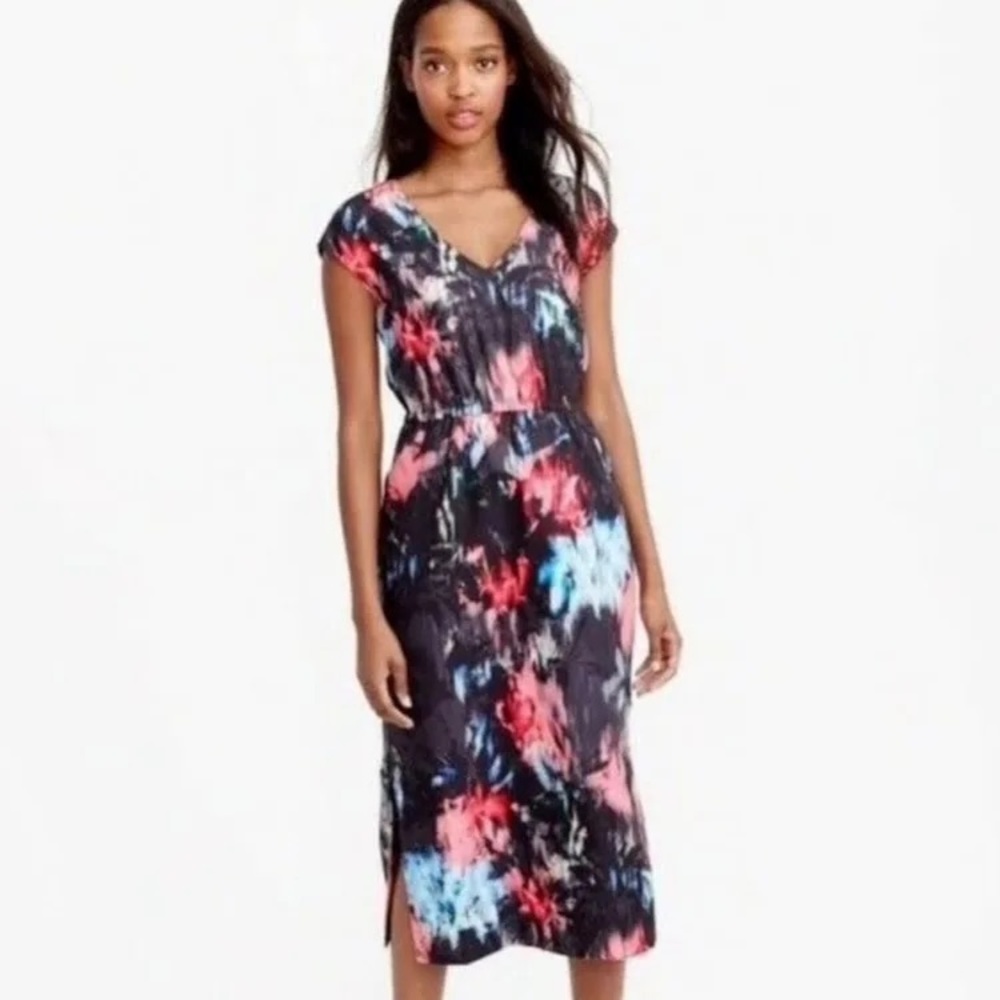 J. Crew sleeveless pattern fitted midi dress